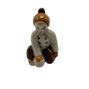 Vintage Snowball Boy Figurine Christmas Decoration 4"